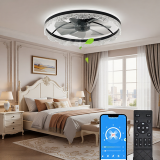 Sunvega Ultra Quiet Ceiling Fan with Light and Hidden Blades for Bedroom