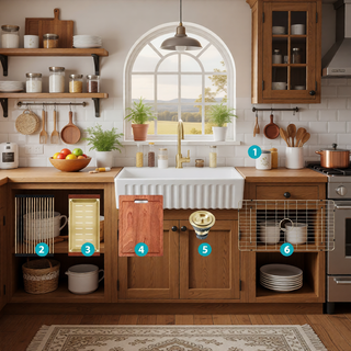 Sunvega 33 Inch White Porcelain Ceramic Farmhouse Kitchen Sink Workstation with Reversible Apron