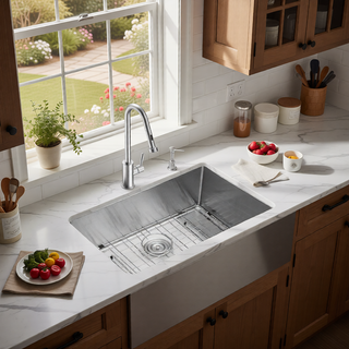 Sunvega 32x19 Inch Undermount Kitchen Sink with Superior Drainage and Soundproofing