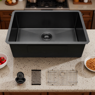 Sunvega 32x19 Inch Undermount Kitchen Sink with Superior Drainage and Soundproofing
