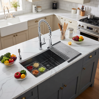 Sunvega 32x19 Inch Undermount Kitchen Sink with Superior Drainage and Soundproofing