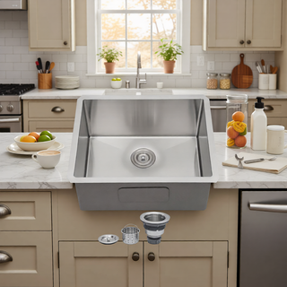 Sunvega 16 Gauge T304 Stainless Steel Undermount Kitchen Sink with Drain Assembly