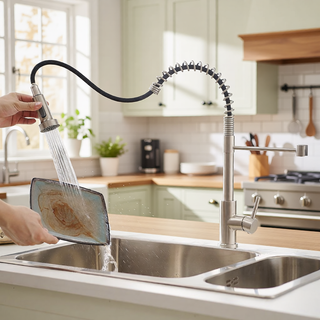 Sunvega Black and Nickel Gold Kitchen Faucet with Pull Out Sprayer