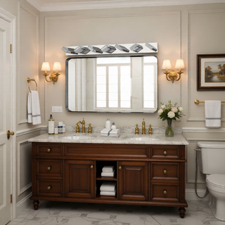 Sunvega Modern 7-Light LED Vanity Fixture with Square Acrylic Lampshades for Bathroom