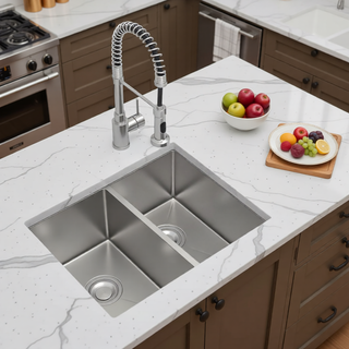 Sunvega 32x19 Inch Undermount Kitchen Sink with Superior Drainage and Soundproofing