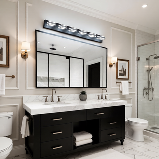 Sunvega Modern 7-Light LED Vanity Fixture with Square Acrylic Lampshades for Bathroom