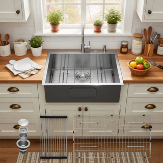 Sunvega 32x19 Inch Undermount Kitchen Sink with Superior Drainage and Soundproofing