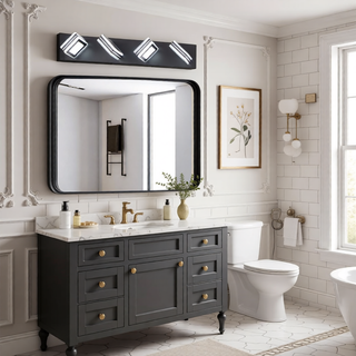 Sunvega Modern 7-Light LED Vanity Fixture with Square Acrylic Lampshades for Bathroom