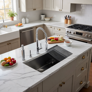 Sunvega 32x19 Inch Undermount Kitchen Sink with Superior Drainage and Soundproofing