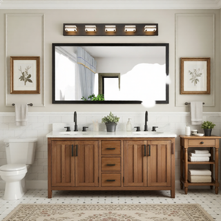 Sunvega Modern 7-Light LED Vanity Fixture with Square Acrylic Lampshades for Bathroom