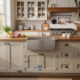 Sunvega 32x19 Inch Undermount Kitchen Sink with Superior Drainage and Soundproofing