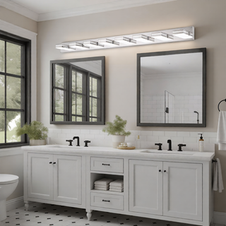 Sunvega Modern Chrome LED Vanity Light with 6 Geometric Lamp Heads for Bathroom Mirror