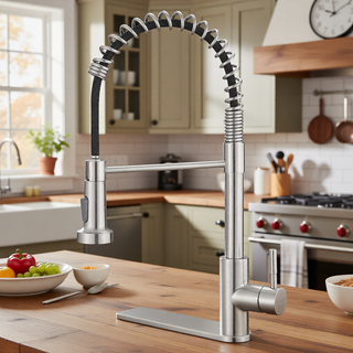 Sunvega Black and Nickel Gold Kitchen Faucet with Pull Out Sprayer