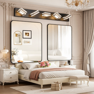 Sunvega Modern 7-Light LED Vanity Fixture with Square Acrylic Lampshades for Bathroom