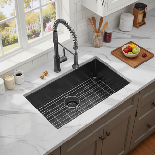 Sunvega 32x19 Inch Undermount Kitchen Sink with Superior Drainage and Soundproofing