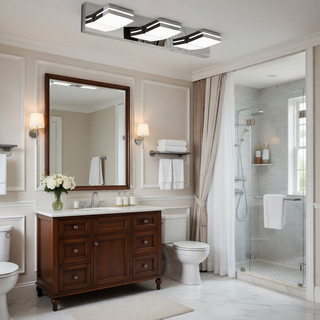 Sunvega Modern Chrome LED Vanity Light with 6 Geometric Lamp Heads for Bathroom Mirror