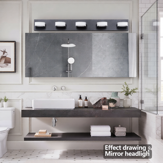 Sunvega Modern 7-Light LED Vanity Fixture with Acrylic Shades and Chrome Finish