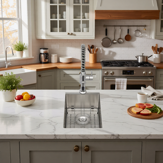 Sunvega 32x19 Inch Undermount Kitchen Sink with Superior Drainage and Soundproofing