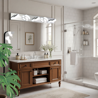 Sunvega Modern 7-Light LED Vanity Fixture with Acrylic Shades and Chrome Finish