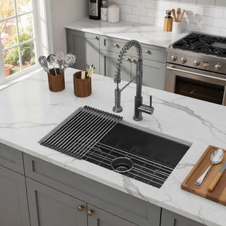 Sunvega 32x19 Inch Undermount Kitchen Sink with Superior Drainage and Soundproofing