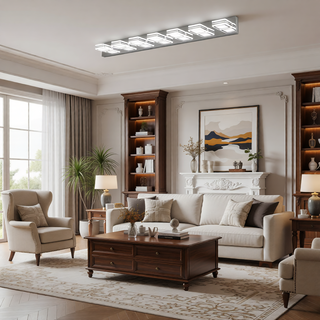 Sunvega Modern 7-Light LED Vanity Fixture with Square Acrylic Lampshades for Bathroom