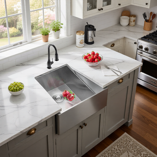 Sunvega 32x19 Inch Undermount Kitchen Sink with Superior Drainage and Soundproofing