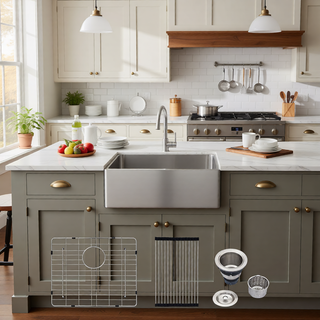 Sunvega 32x19 Inch Undermount Kitchen Sink with Superior Drainage and Soundproofing