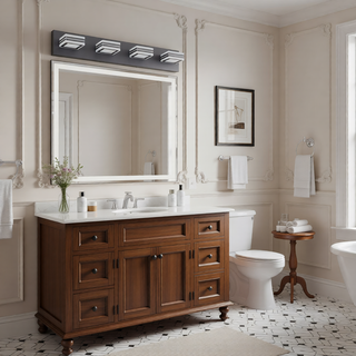 Sunvega Modern 7-Light LED Vanity Fixture with Square Acrylic Lampshades for Bathroom