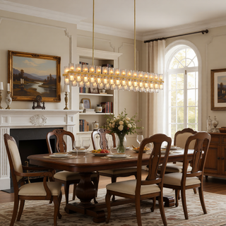 Sunvega Luxury Double Crystal Ring LED Chandelier Lighting for Modern Dining Room