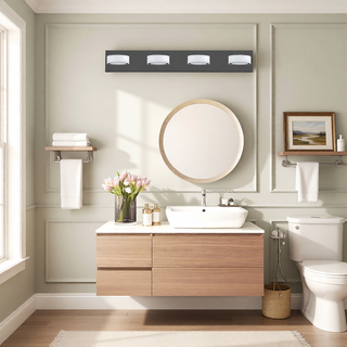 Sunvega Modern 7-Light LED Vanity Fixture with Acrylic Shades and Chrome Finish