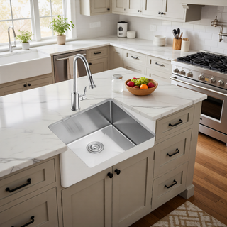 Sunvega 32x19 Inch Undermount Kitchen Sink with Superior Drainage and Soundproofing