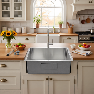 Sunvega 32x19 Inch Undermount Kitchen Sink with Superior Drainage and Soundproofing