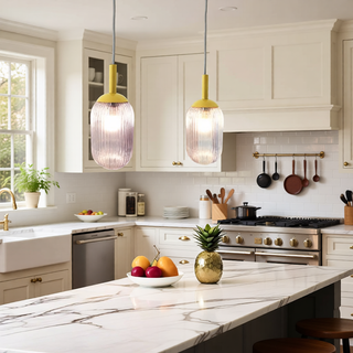 Sunvega Gold and Clear Glass Pendant Lamp with Mid-Century Modern Design for Kitchen