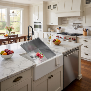 Sunvega 32x19 Inch Undermount Kitchen Sink with Superior Drainage and Soundproofing