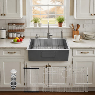 Sunvega 32x19 Inch Undermount Kitchen Sink with Superior Drainage and Soundproofing