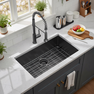 Sunvega 32x19 Inch Undermount Kitchen Sink with Superior Drainage and Soundproofing