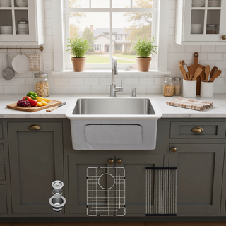 Sunvega 32x19 Inch Undermount Kitchen Sink with Superior Drainage and Soundproofing