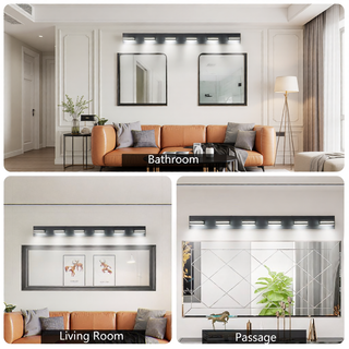 Sunvega Modern Chrome LED Vanity Light with 6 Geometric Lamp Heads for Bathroom Mirror