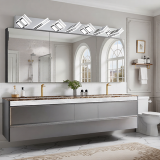 Sunvega Modern 7-Light LED Vanity Fixture with Square Acrylic Lampshades for Bathroom