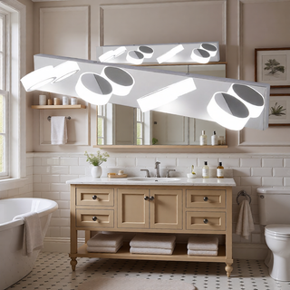 Sunvega Modern 7-Light LED Vanity Fixture with Acrylic Shades and Chrome Finish
