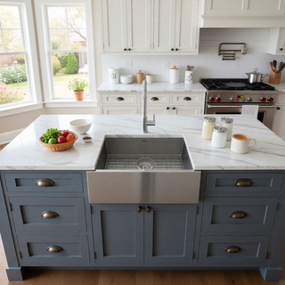 Sunvega 32x19 Inch Undermount Kitchen Sink with Superior Drainage and Soundproofing