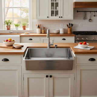 Sunvega 32x19 Inch Undermount Kitchen Sink with Superior Drainage and Soundproofing