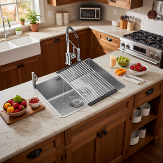 Sunvega 32x19 Inch Undermount Kitchen Sink with Superior Drainage and Soundproofing