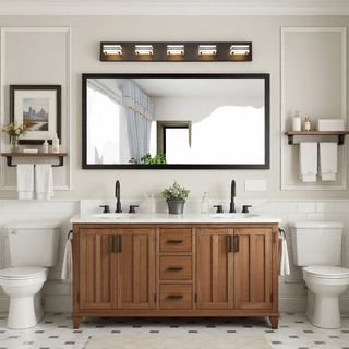 Sunvega Modern 7-Light LED Vanity Fixture with Square Acrylic Lampshades for Bathroom