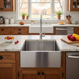 Sunvega 32x19 Inch Undermount Kitchen Sink with Superior Drainage and Soundproofing