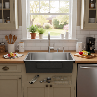Sunvega 32x19 Inch Undermount Kitchen Sink with Superior Drainage and Soundproofing
