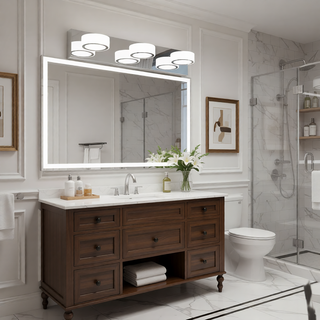 Sunvega Modern 7-Light LED Vanity Fixture with Acrylic Shades and Chrome Finish