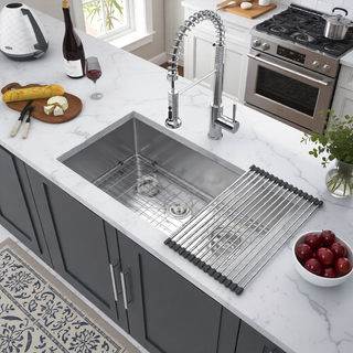 Sunvega 32x19 Inch Undermount Kitchen Sink with Superior Drainage and Soundproofing