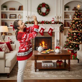 Sunvega Pencil Artificial Xmas Tree with Faux Snow Flocked Full Branch Tips Flame-retardant