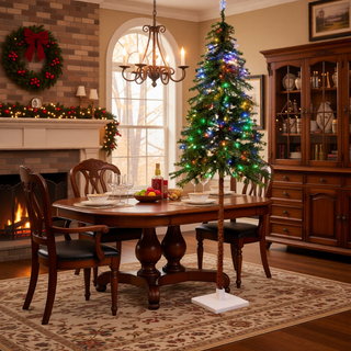 Sunvega Pencil Artificial Xmas Tree with Faux Snow Flocked Full Branch Tips Flame-retardant